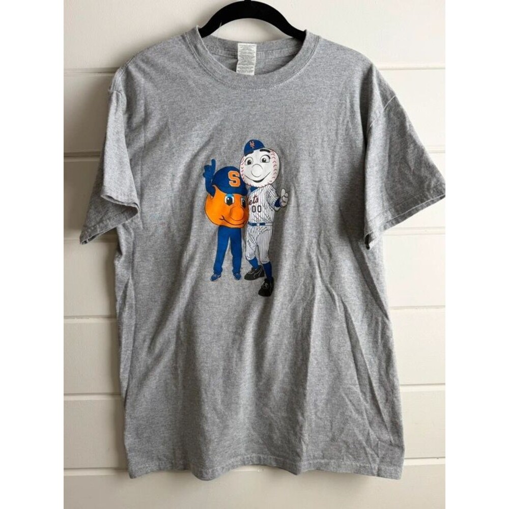 Syracuse Mets Theme Night T-Shirt Size M Gray Gildan Heavy Cotton Dual Mascot